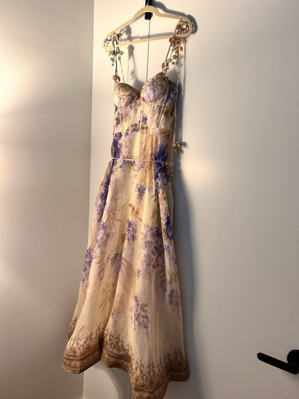 Zimmermann Cream and Purple Midi Dress